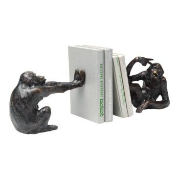 KARE Bookend Monkey, polyresin, čierna, sada 2 ks