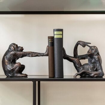 KARE Bookend Monkey, polyresin, čierna, sada 2 ks