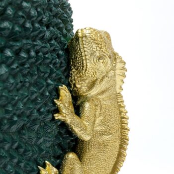 KARE Chameleón Jack Váza na ovocie, zelená/zlatá, polyresin