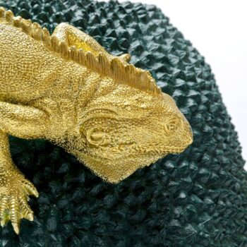 KARE Chameleón Jack Váza na ovocie, zelená/zlatá, polyresin