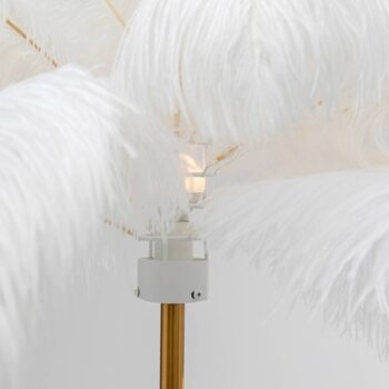 KARE Feather Palm stojacia lampa s perím, biela