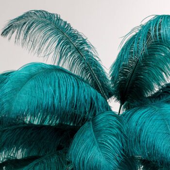 KARE Feather Palm stojacia lampa s perím, zelená