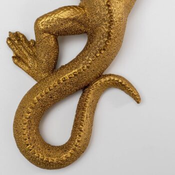 KARE Nástenný objekt jašterica, lakovaný polyresin, 31 x 11 cm, zlatá