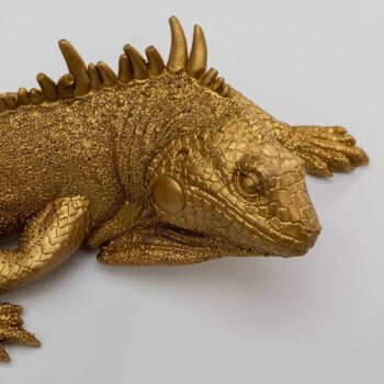 KARE Nástenný objekt jašterica, lakovaný polyresin, 31 x 11 cm, zlatá