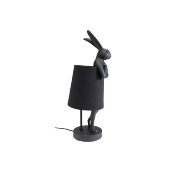 KARE Stolná lampa Animal Rabbit, textilná, čierna, výška 50 cm