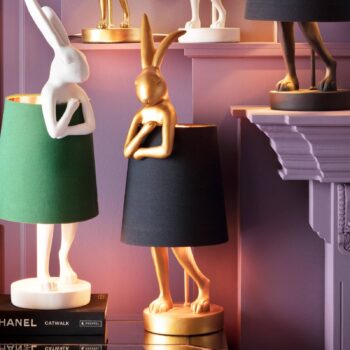 KARE Stolná lampa Animal Rabbit, zlatá/čierna, výška 50 cm