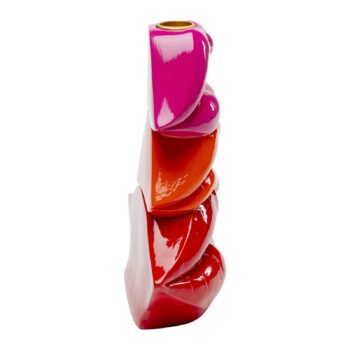 KARE Svietnik Lips, výška 20 cm, polyresin, červená farba
