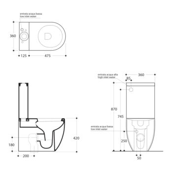 KERASAN - FLO WC kombi, spodný/zadný odpad, biela WCSET11-FLO