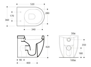 KERASAN - FLO WC misa 36x51,5cm, spodný/zadný odpad, biela 311601