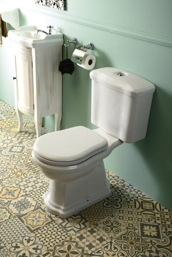 KERASAN - RETRO WC kombi, zadný odpad, biela-chrom WCSET02-RETRO-ZO