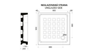 KERASAN - RETRO keramická sprchová vanička, štvorec 90x90x20cm, biela 133801