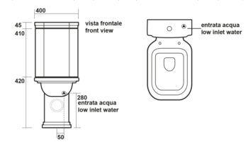 KERASAN - WALDORF WC kombi misa 40x68cm, spodný/zadný odpad, biela 411701