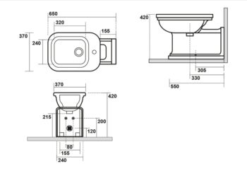 KERASAN - WALDORF bidet 37x65cm, biela 4120K1