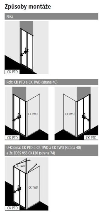 KERMI - Cada XS strieborná lesk Dvojkrídlové kývne dvere 850/2000 číre sklo s CadaClean CKPTD08520VPK CKPTD08520VPK