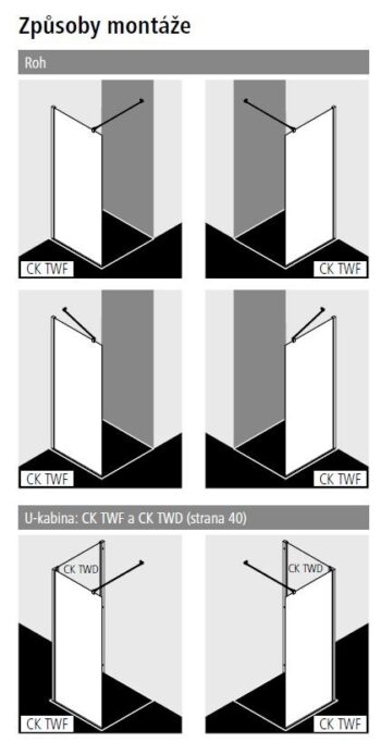 KERMI - Cada XS strieborná lesk Walk-in WALL 1000/2000 číre sklo s CadaClean CKTWF10020VPK CKTWF10020VPK