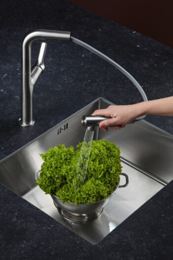KFA KFA - DUERO DESIGN drezová batéria s otočnou vyťahovacou sprchou a prepínaním, INOX 6623-220-22