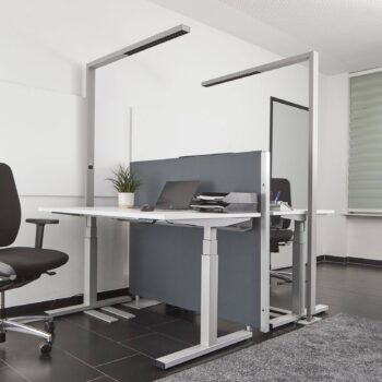 Kancelárska stojacia lampa Arcchio LED Jolinda, strieborná, 4 000 K, senzor