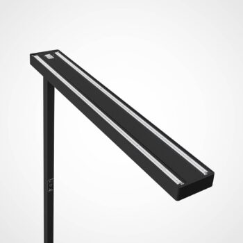 Kancelárska stojacia lampa Arcchio LED Susi, čierna, senzor, dotykový stmievač