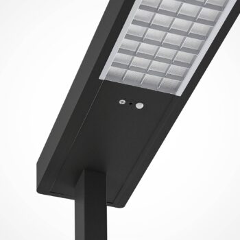 Kancelárska stojacia lampa Arcchio LED Susi, čierna, senzor, dotykový stmievač