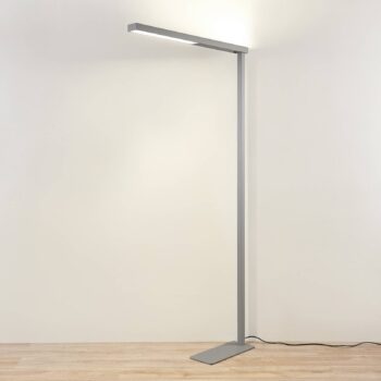 Kancelárska stojacia lampa Arcchio LED Tamilo, strieborná, kov, 194 cm