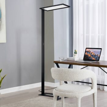 Kancelárska stojacia lampa Prios LED Taronis, čierna, 195 cm, stmievateľná