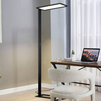 Kancelárska stojacia lampa Prios LED Taronis, čierna, 195 cm, stmievateľná
