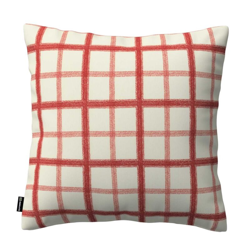 Karin - jednoduchá obliečka, bordové káro na svetlobéžovom podklade, 60 x 60 cm, Avinon, 131-15 Karin - jednoduchá obliečka, bordové káro na svetlobéžovom podklade, 60 x 60 cm, Avinon, 131-15