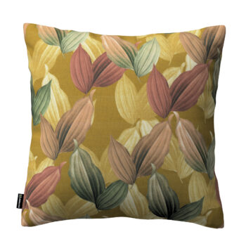 Karin - jednoduchá obliečka, farebné lístie na horčicovom podklade, 60 x 60 cm, Abigail, 143-22