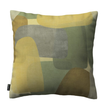 Karin - jednoduchá obliečka, geometrické vzory v zeleno - hnedých farbách, 43 x 43 cm, Vintage 70's, 143-72