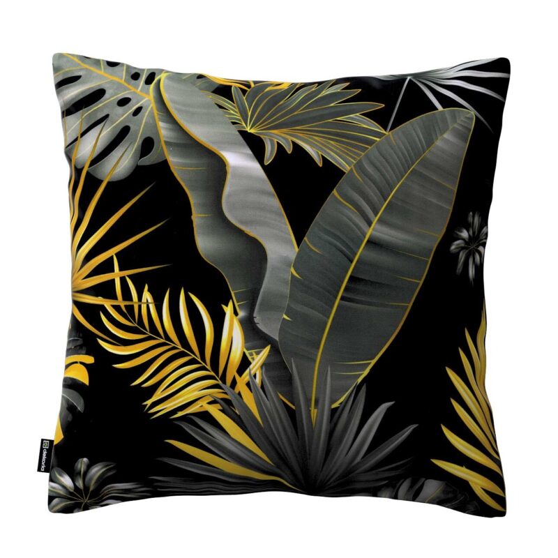 Karin - jednoduchá obliečka, grå-guld blade på en sort baggrund, 60 x 60 cm, Velvet, 185-81 Karin - jednoduchá obliečka, grå-guld blade på en sort baggrund, 60 x 60 cm, Velvet, 185-81