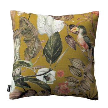 Karin - jednoduchá obliečka, kvety na horčicovom podklade, 50 x 50 cm, Abigail, 143-09