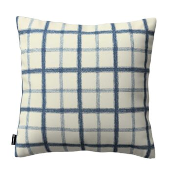 Karin - jednoduchá obliečka, modré káro na svetlobéžoom podklade, 50 x 50 cm, Avinon, 131-66