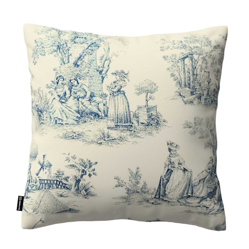 Karin - jednoduchá obliečka, modrý vzor na svetlobéžovom podklade, 60 x 60 cm, Avinon, 132-66 Karin - jednoduchá obliečka, modrý vzor na svetlobéžovom podklade, 60 x 60 cm, Avinon, 132-66