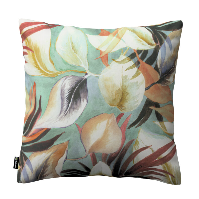 Karin - jednoduchá obliečka, oranžovo-gaštanovo-žlté listy na pozadí mäty, 43 x 43 cm, Abigail, 143-61 Karin - jednoduchá obliečka, oranžovo-gaštanovo-žlté listy na pozadí mäty, 43 x 43 cm, Abigail, 143-61