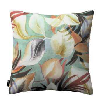 Karin - jednoduchá obliečka, oranžovo-gaštanovo-žlté listy na pozadí mäty, 50 x 50 cm, Abigail, 143-61