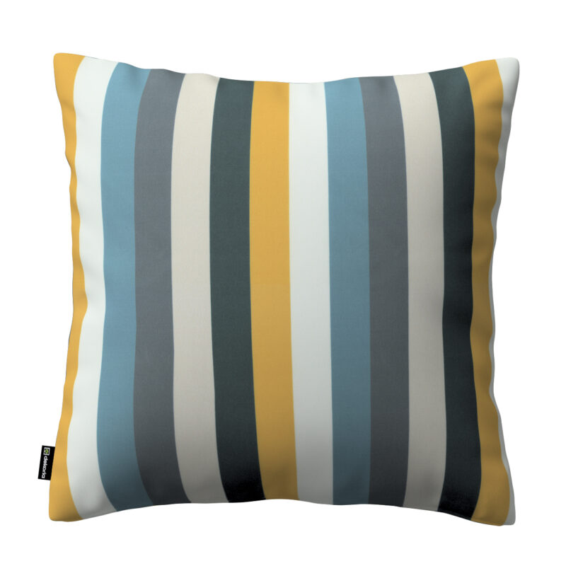 Karin - jednoduchá obliečka, pásy v odtieňoch žlto-hnedo-modrých farbách, 43 x 43 cm, Vintage 70's, 143-59 Karin - jednoduchá obliečka, pásy v odtieňoch žlto-hnedo-modrých farbách, 43 x 43 cm, Vintage 70's, 143-59