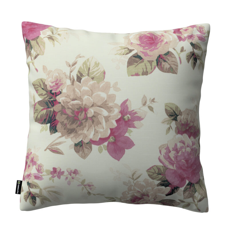 Karin - jednoduchá obliečka, ružovo-béžové ruže na krémovom podklade, 60 x 60 cm, Londres, 141-07 Karin - jednoduchá obliečka, ružovo-béžové ruže na krémovom podklade, 60 x 60 cm, Londres, 141-07