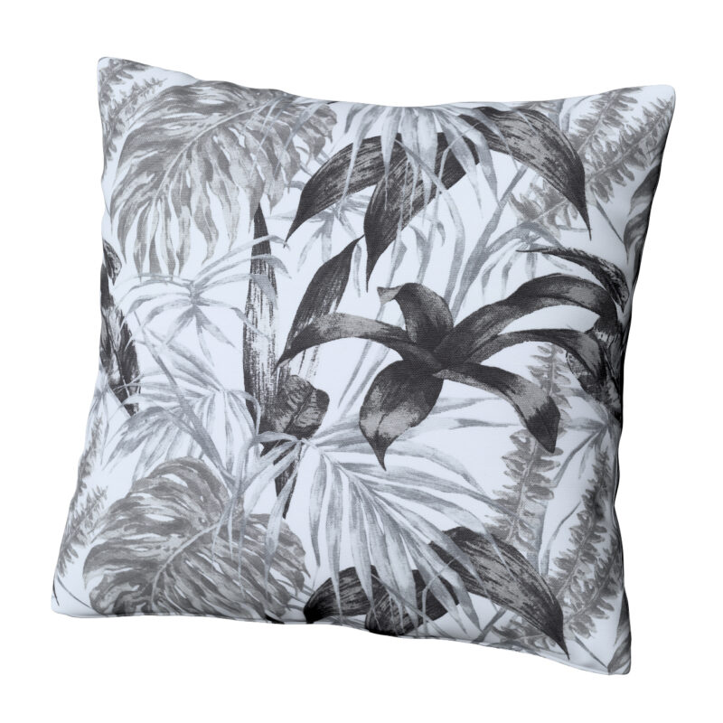 Karin - jednoduchá obliečka, šedo - čierne listy na bielom pozadí, 43 x 43 cm, Výpredaj, 151-96 Karin - jednoduchá obliečka, šedo - čierne listy na bielom pozadí, 43 x 43 cm, Výpredaj, 151-96