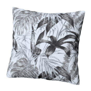 Karin - jednoduchá obliečka, šedo - čierne listy na bielom pozadí, 50 x 50 cm, Výpredaj, 151-96