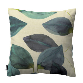 Karin - jednoduchá obliečka, smaragdovo - zelené listy s fialovým nádychom na plátne, 43 x 43 cm, Abigail, 143-15