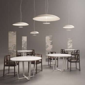 Karman LED závesné svietidlo BLANCO, Ø 60 cm, biela, kov