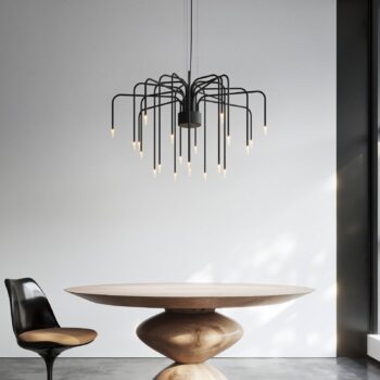 Karman LED závesné svietidlo BOOM, čierne, kov, Ø 90 cm 22-flg.