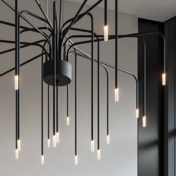 Karman LED závesné svietidlo BOOM, čierne, kov, Ø 90 cm 22-flg.