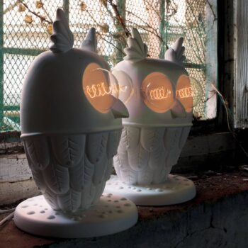 Karman stolná lampa Ti Vedo v tvare sovy