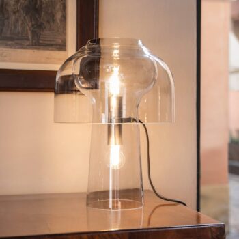 Karman stolová lampa Lilly, transparentná, výška 48 cm, sklo