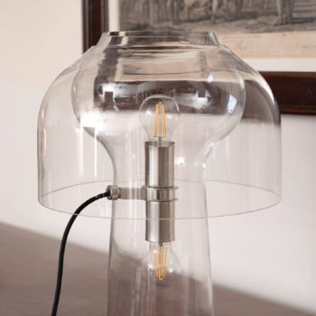 Karman stolová lampa Lilly, transparentná, výška 48 cm, sklo