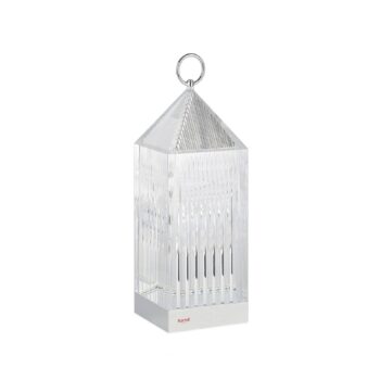 Kartell LED dobíjacia stolová lampa Lucerna, krištáľ, recyklovaná, IP54