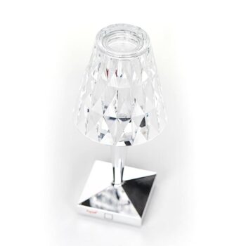 Kartell LED stolová lampa na batérie Batéria, 26 cm, chrómová farba, IP54