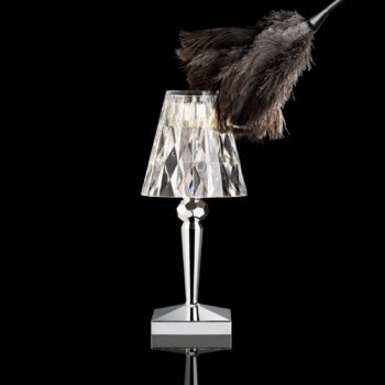 Kartell LED stolová lampa na batérie Batéria, 26 cm, chrómová farba, IP54