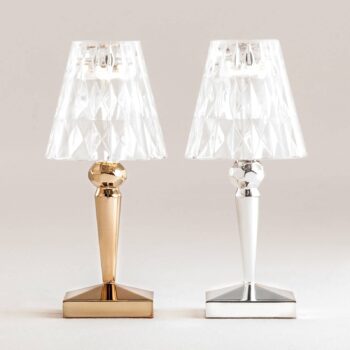 Kartell LED stolová lampa na batérie Batéria, 26 cm, chrómová farba, IP54